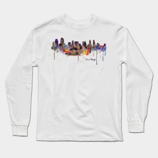 San Diego Watercolor Skyline Long Sleeve T-Shirt